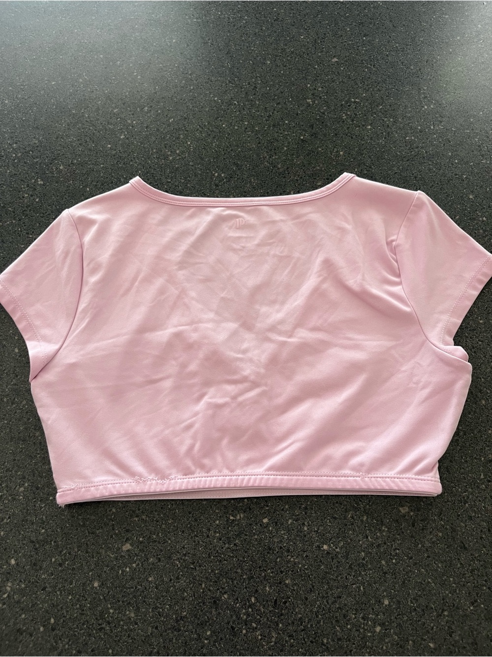 Women's Pink Wrap-Front Crop Top - Picture 3 of 4